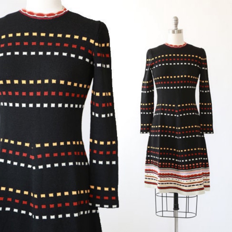 Vintage 1970s Adolfo Knit Dress